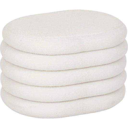 Atmosphera Bouclé opbergpoef - 59x45x40cm - Wit