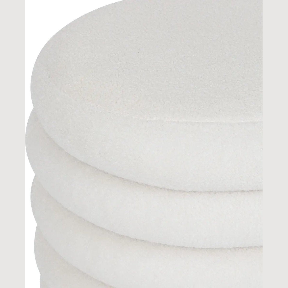 Atmosphera Bouclé opbergpoef - 59x45x40cm - Wit