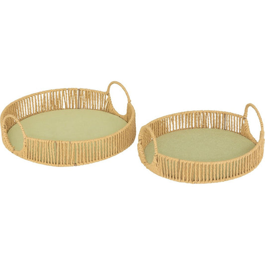 Atmosphera Dienbladen/Plateau's - Set van 2 stuks - Ø35xH11cm - Groen