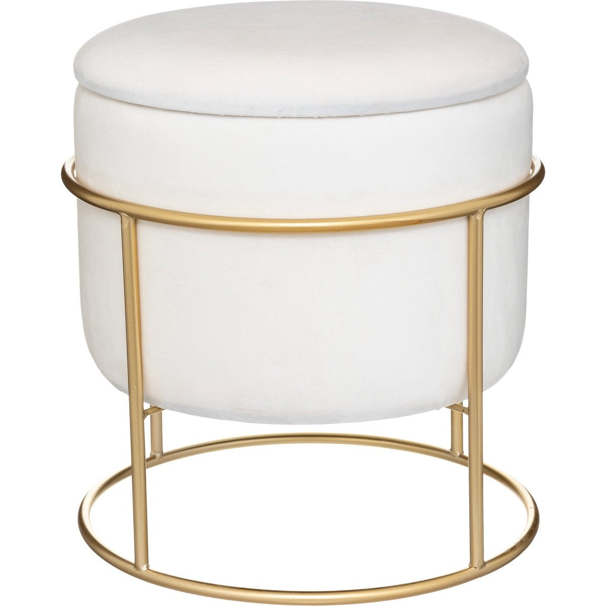 Atmosphera Eliane Poef - Velvet - Wit - Dia 42 cm