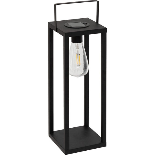Atmosphera Faby Lantaarn op zonne-energie 13xH36cm - Batterijen/Lamp inbegrepen - Zwart