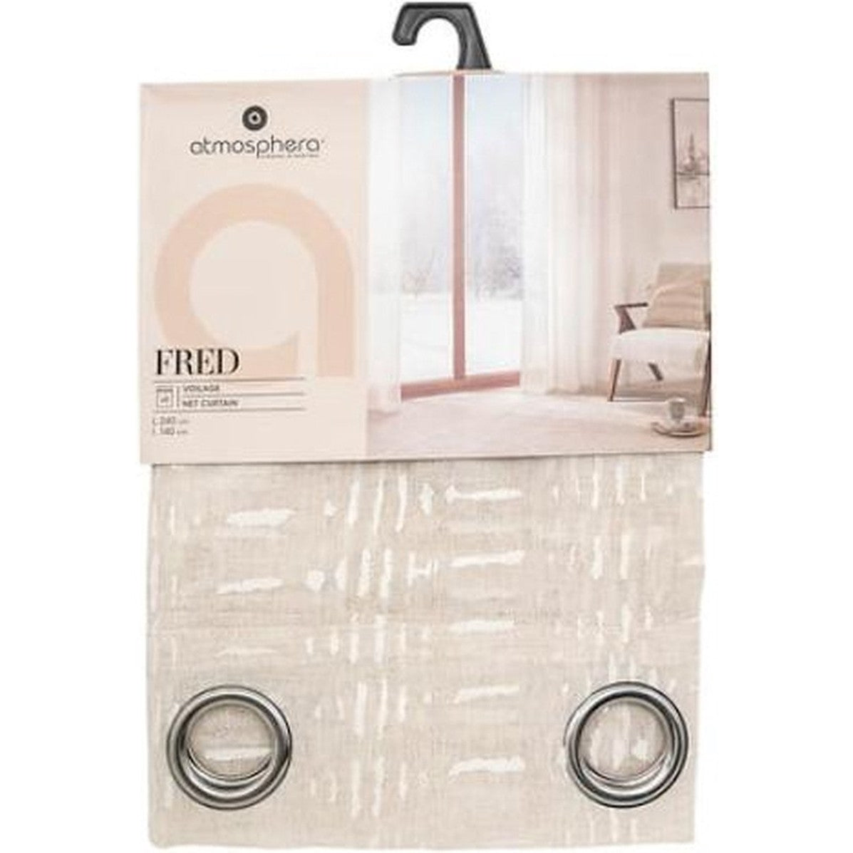 Atmosphera Fred Gordijn bedrukt 140x240cm - Kant en klaar met ringen - Beige