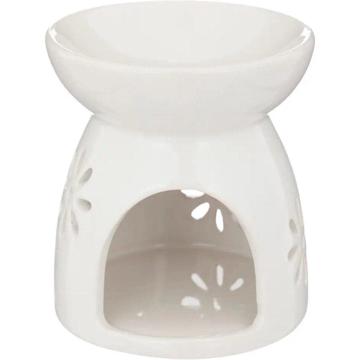 Atmosphera Geurbrander voor amberblokjes/geurolie - keramiek - wit - 9 x 9 x 10 cm