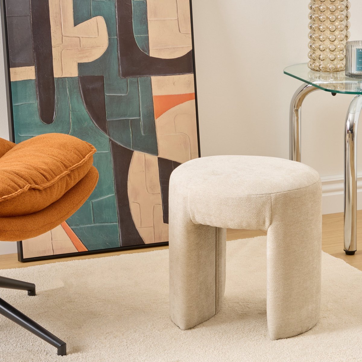 Atmosphera Jin Poef - Ø38cm - Beige