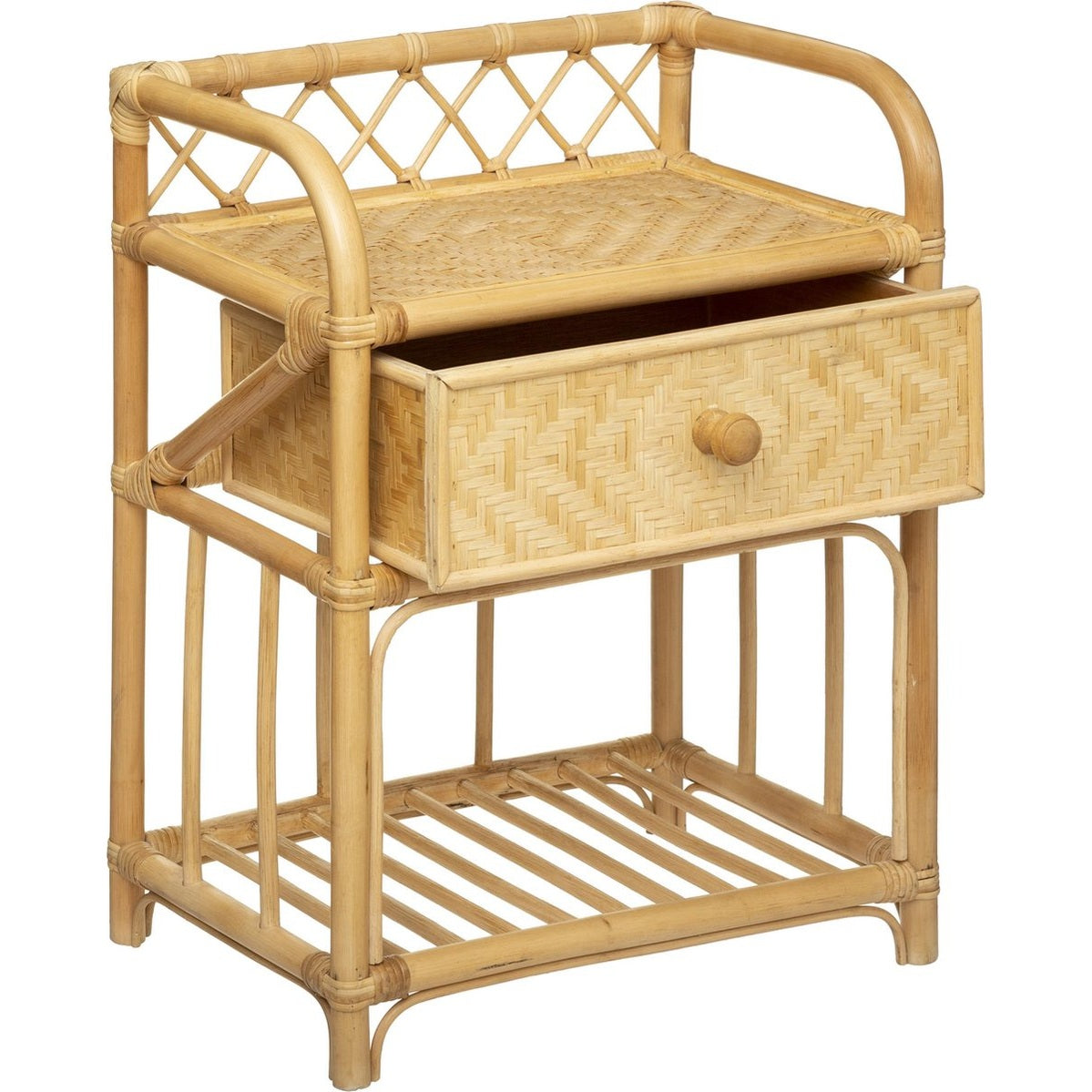 Atmosphera Kids Aoni Nachtkastje met lade Rotan en bamboe - Tafeltje - Kinderkamer - Nachttafel - Kindernachtkastje