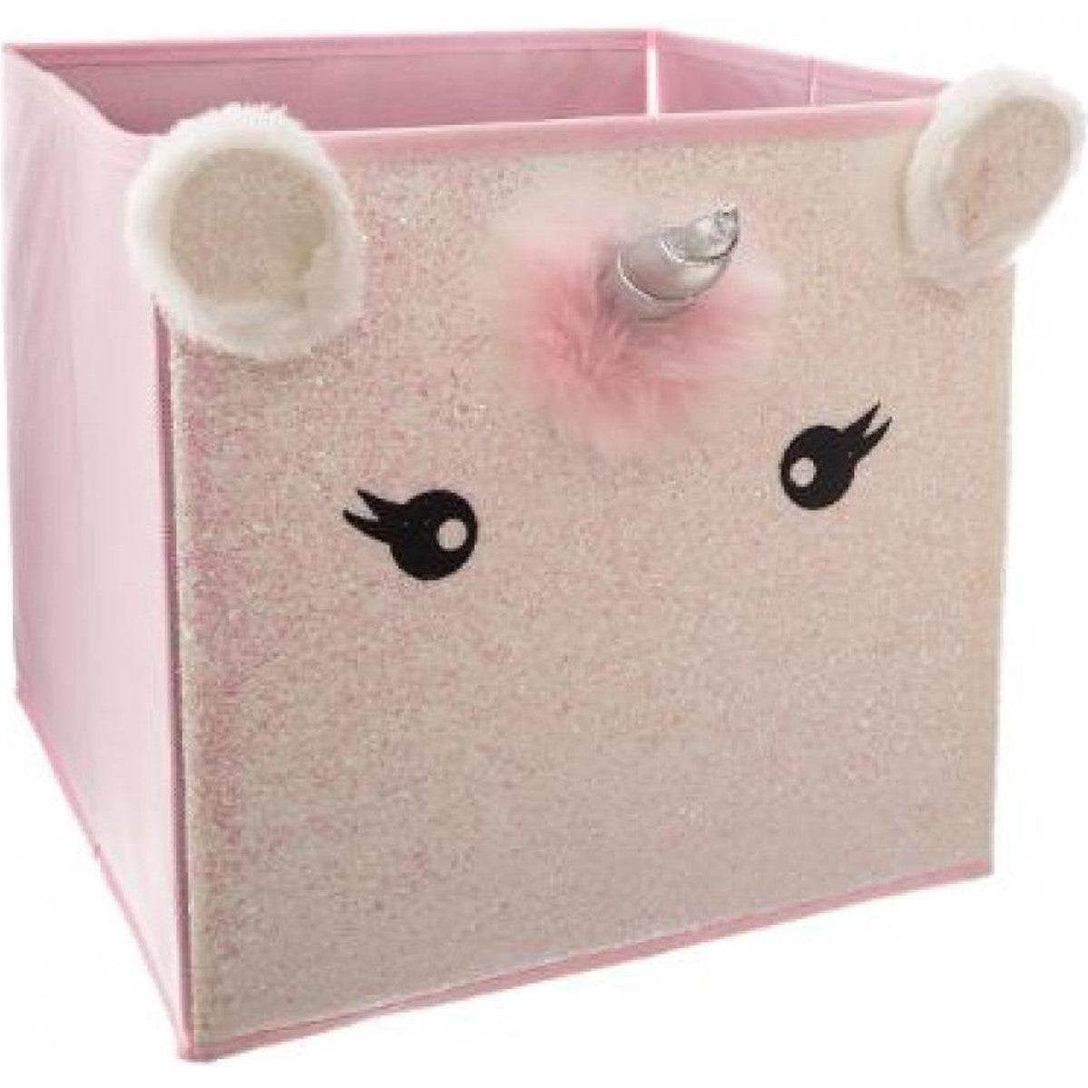 Atmosphera Kids Eenhoorn opbergdoos met oortjes - 29x29x29cm - Opvouwbaar - Roze