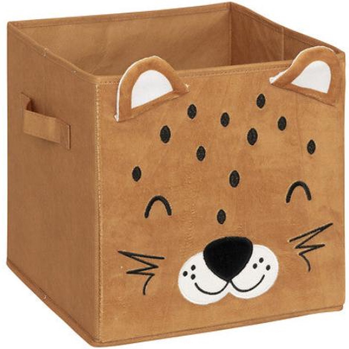 Atmosphera Kids Joey Luipaard opbergdoos met oortjes - 29x29x29cm - Opvouwbaar - Bruin
