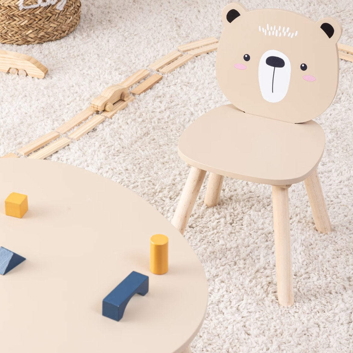 Atmosphera Kids Teddybeer kinderstoel - 27x27x46cm - Beige