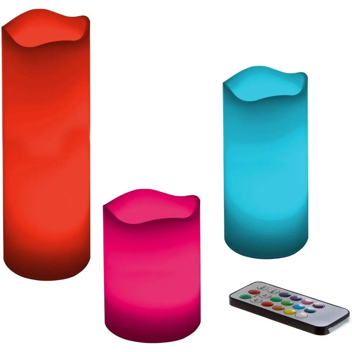 Atmosphera LED Kaarsen - 3 stuks - stompkaarsen - met afstandsbediening - gekleurd licht