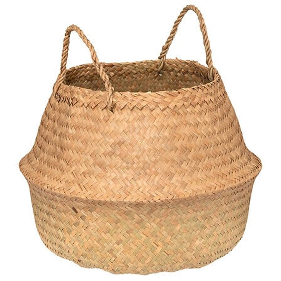 Atmosphera Opbergmand Danilo - rond - riet - naturel - 40 x 41 cm - opvouwbaar - decoratie mand