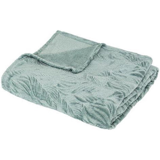 Atmosphera Plaid - Blauw - Fleece-plaid met palmblad patroon - Deken - 180x230cm