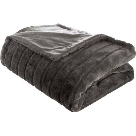 Atmosphera Plaid/deken Manoir - donker grijs - 180 x 230 cm - polyester - sprei