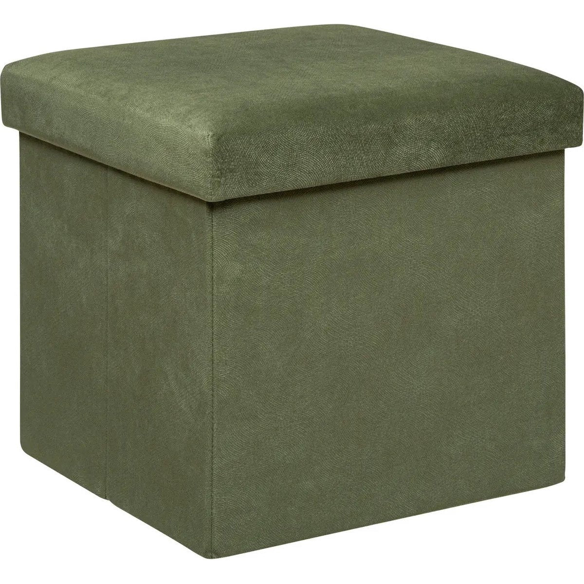 Atmosphera Poef/krukje/hocker Amber - Opvouwbare zit opslag box - fluweel Dennengroen - D38 x H38 cm - MDF/polyester