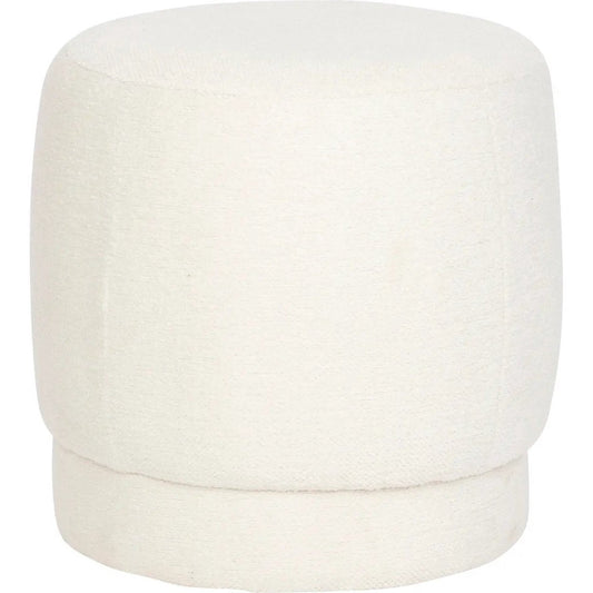 Atmosphera Poef om te zitten Perfect Seat - stof/hout - wit - 40x40 cm - bijzet stoeltjes