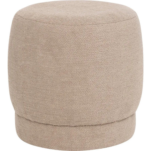 Atmosphera Poef om te zitten Perfect Seat - stof/hout - beige - 40x40 cm - bijzet stoeltjes
