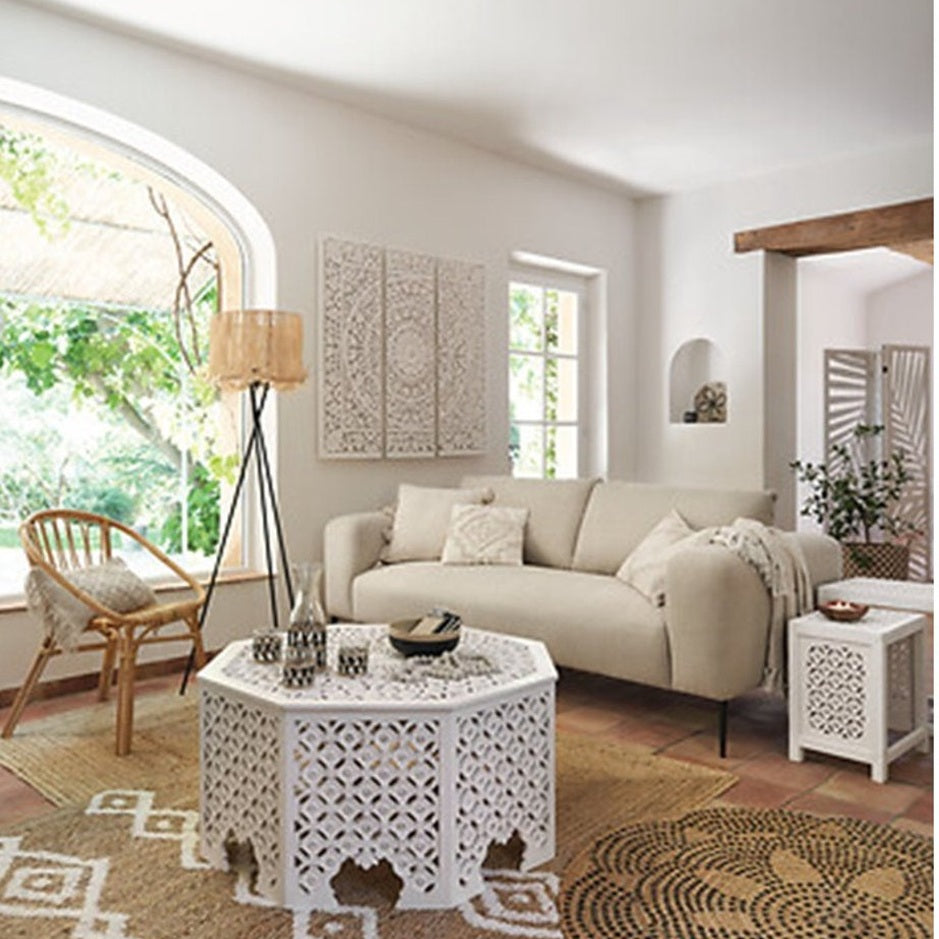 Atmosphera Sierkussen Macrame Ibiza voor binnen - 2x - ivoor wit - 30 x 50 cm - katoen/polyester