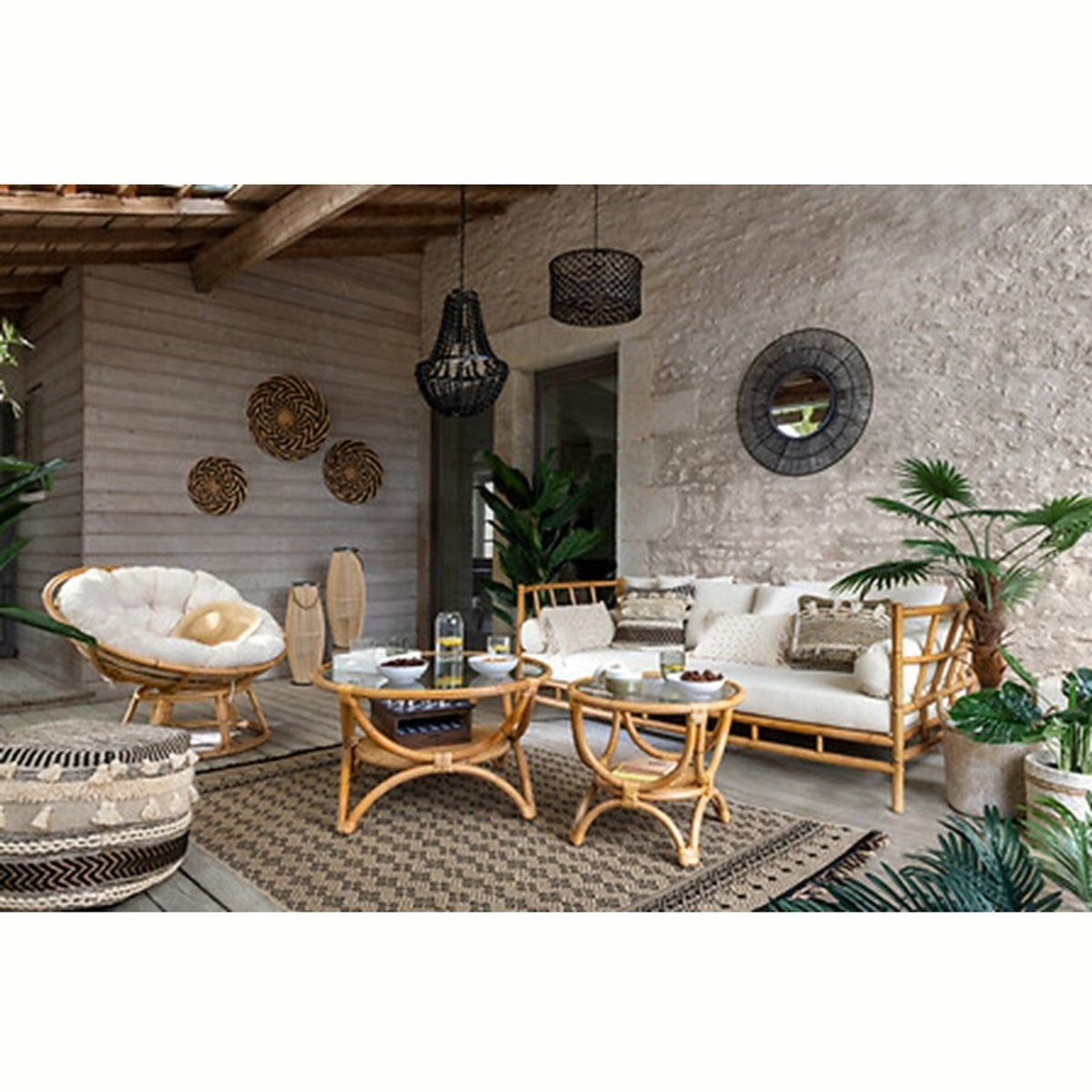 Atmosphera Sierkussen Macrame Ibiza voor binnen - 2x - ivoor wit - 30 x 50 cm - katoen/polyester