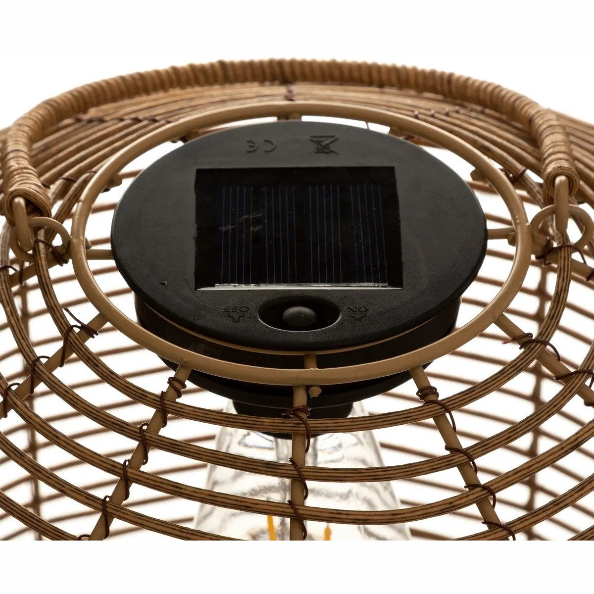 Atmosphera Solar tuin lantaarn - naturel - rotan kunststof - 30 x 30 cm - buiten - Led licht