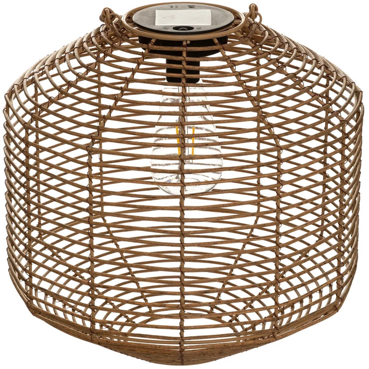 Atmosphera Solar tuin lantaarn - naturel - rotan kunststof - 30 x 30 cm - buiten - Led licht