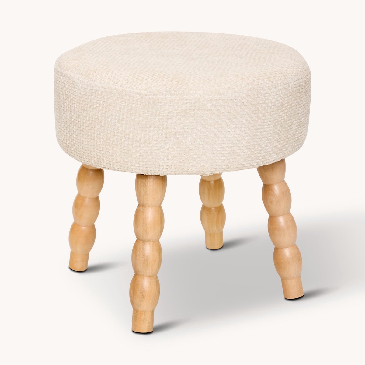 Atmosphera Spolo Velvet Poef - Ø38xH39cm - Wit