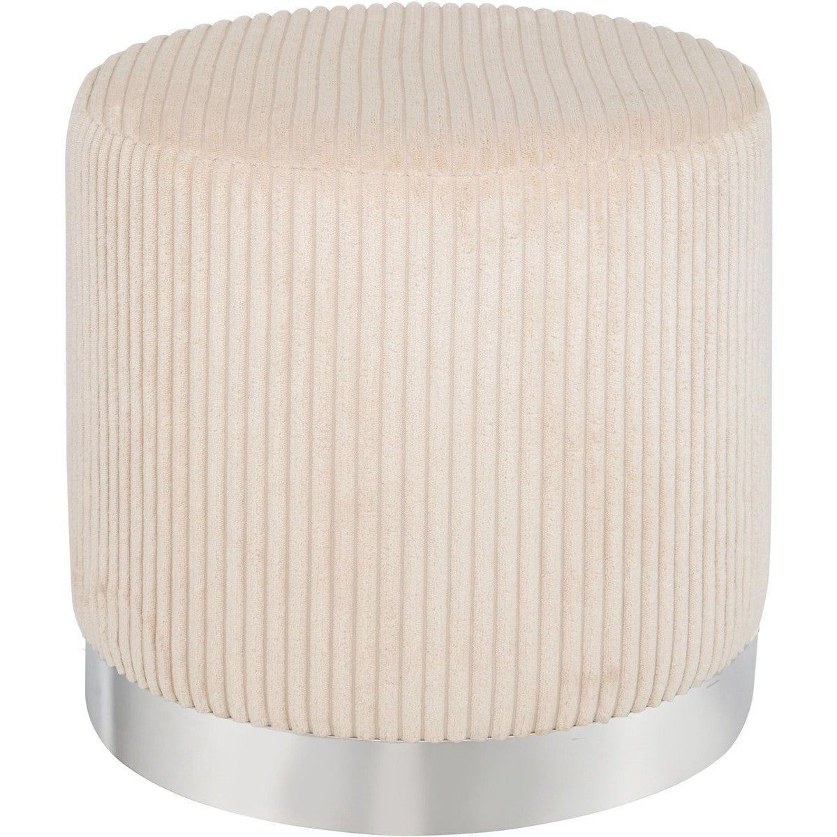 Atmosphera Sylia Corduroy Poef - Ø38xH38cm - Ivoor