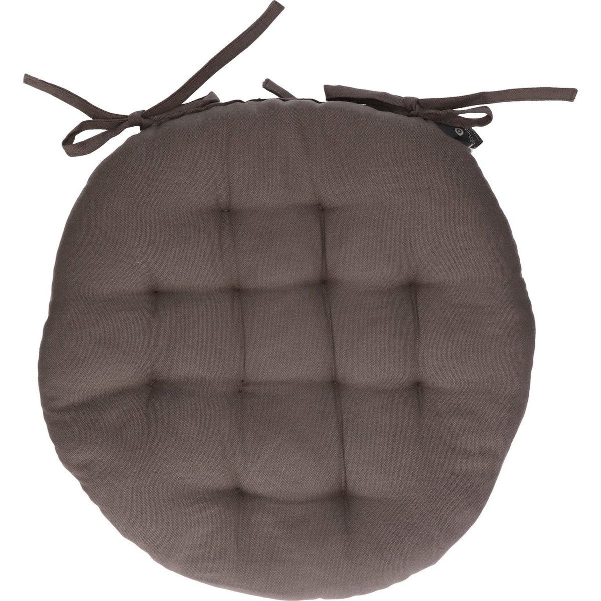 Atmosphera Tuinstoelkussen - donkergrijs - katoen - 38 x 38 x 6.5 cm - wicker zitkussen rond