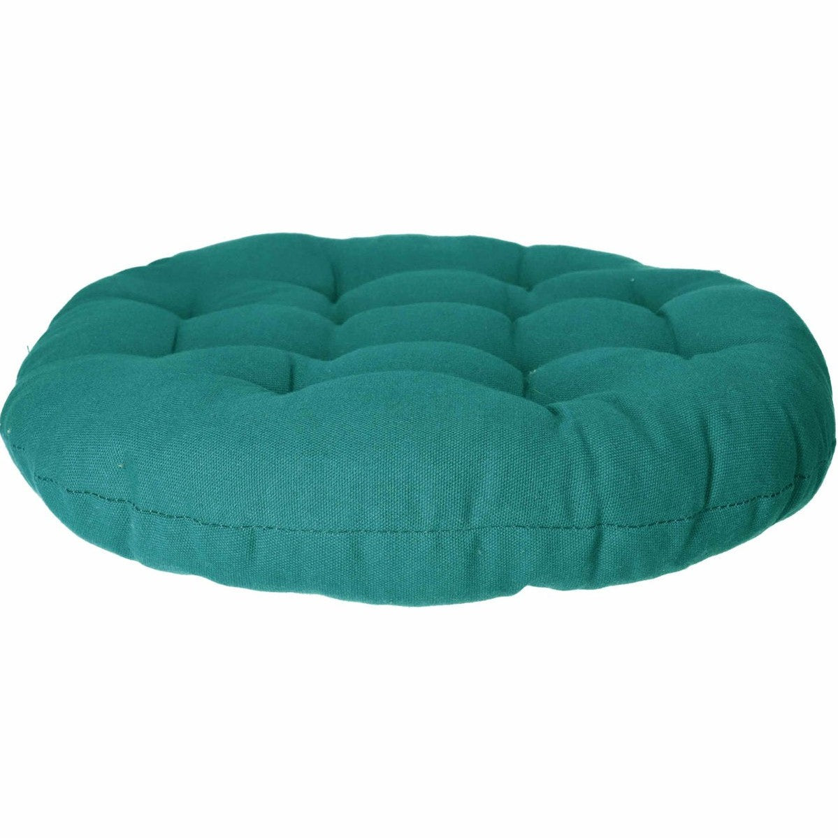 Atmosphera Tuinstoelkussen - petrol groen - katoen - 38 x 38 x 6.5 cm - wicker zitkussen rond