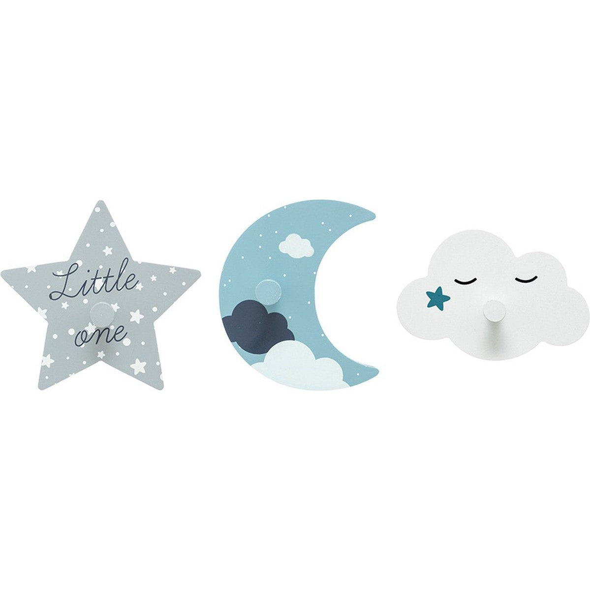 Atmosphera Wandhaken kinderkamer 3 stuks blauw