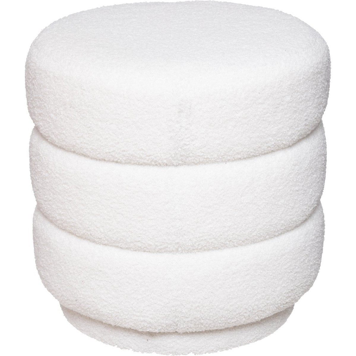 Atmosphera luxe poef velvet Sinan - Teddy wit - H40 cm - Velours - Fluweel - Voetsteun