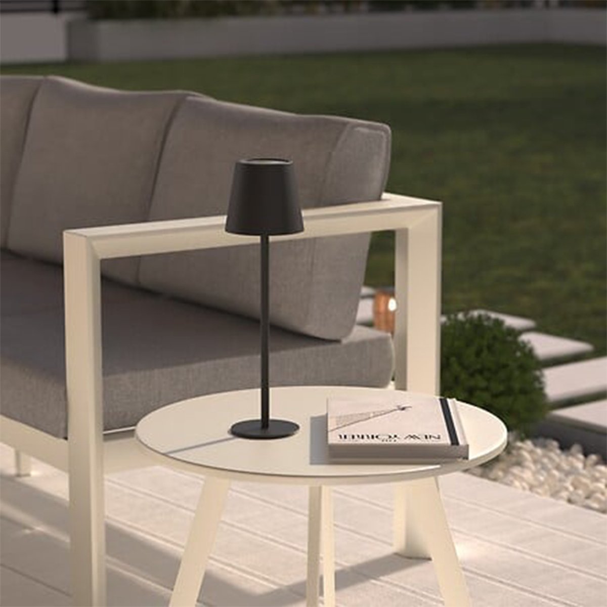 Atmosphera portable tafellamp Cody - 2x - zwart - draadloos/oplaadbaar - binnen/buiten - aanraaksensor