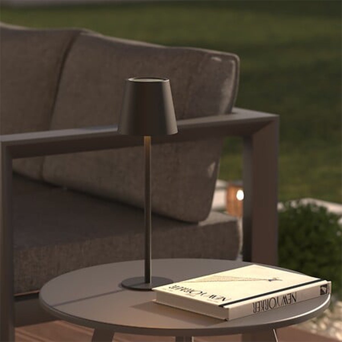 Atmosphera portable tafellamp Cody - 2x - zwart - draadloos/oplaadbaar - binnen/buiten - aanraaksensor