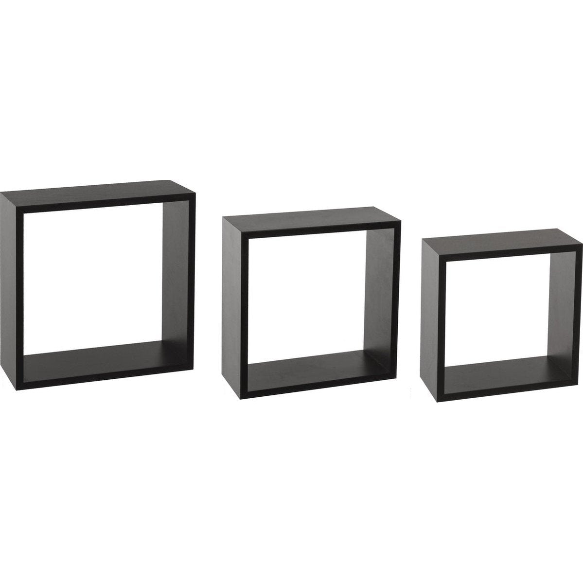 Atmosphera wandbox set van 3 - Zwart - Wandelement - Staanplaat - Hout