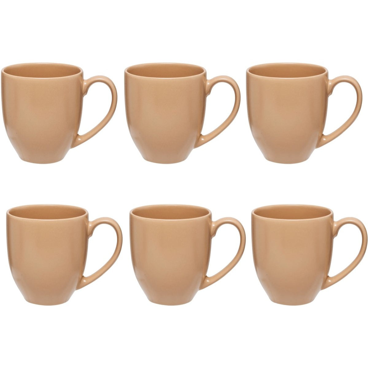 Beige Keramieke Mokken Set van 6 - 48 cl - Stoneware Mokken met Oor - Geschikt voor Thee, Koffie en Meer