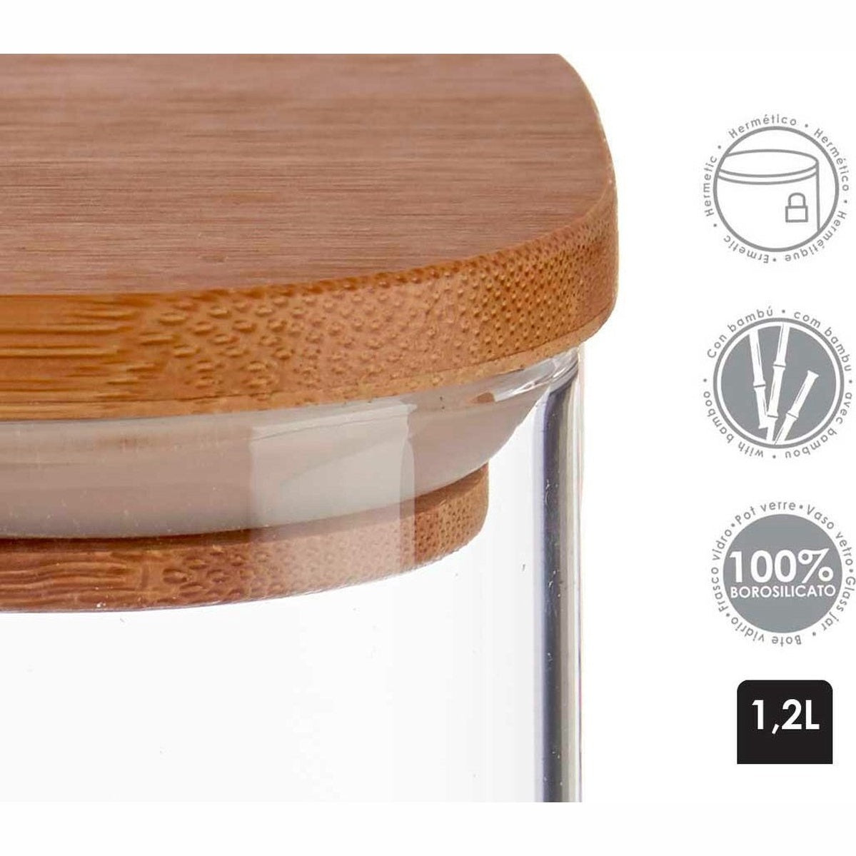Blik Bruin Transparant Bamboe Borosilicaatglas (1200 ml)