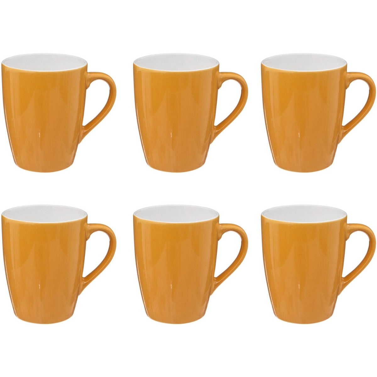 Colorama Gele Ronde Mok met Oor - Set van 6 - 38 cl - Faience Materiaal