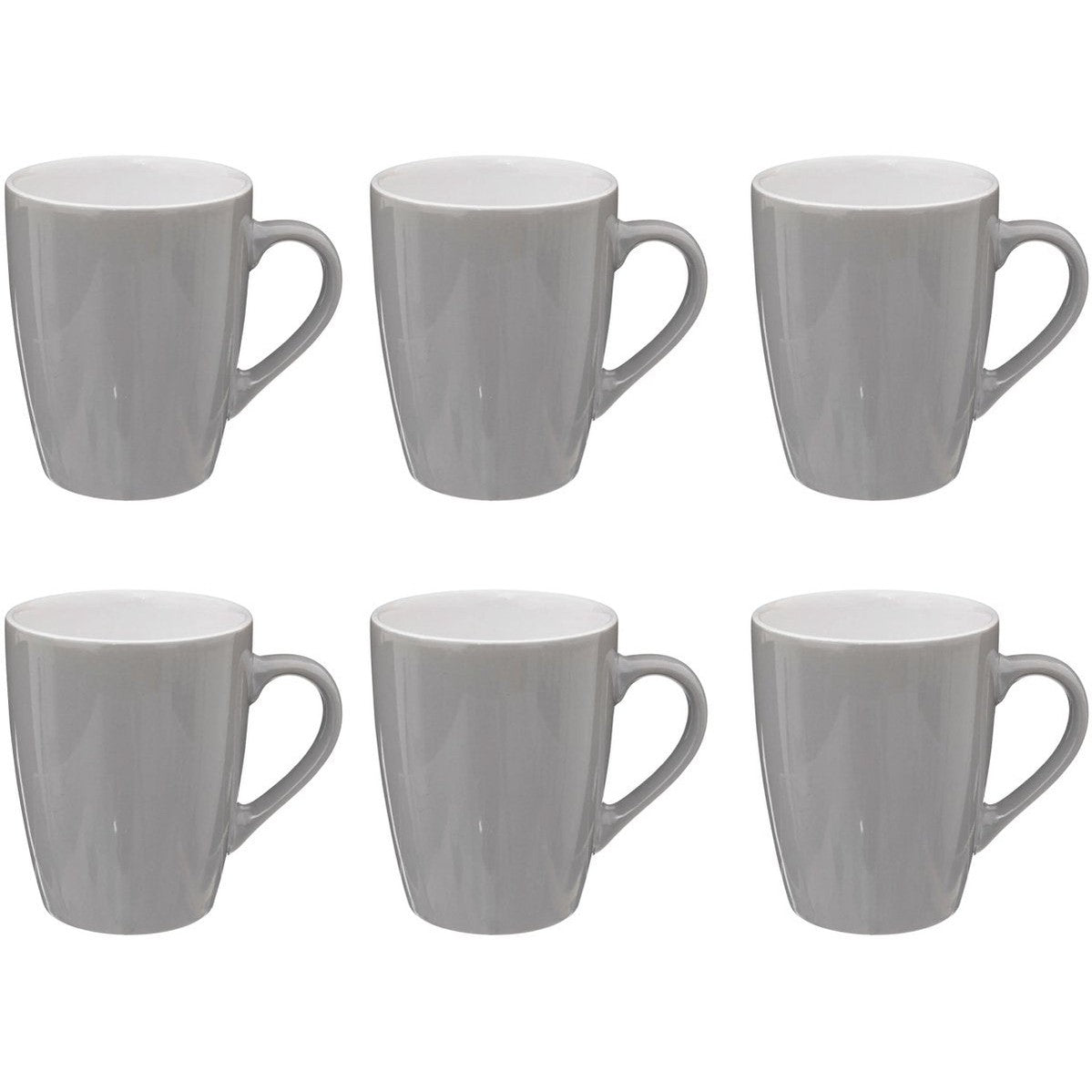 Colorama Grijs Ronde Mok met Oor - Set van 6 - 38 cl - Faience Materiaal