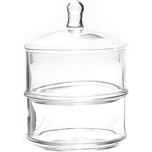 Cosy & Trendy Bonbonniere - 2 laags - 12 x 18 cm - glas - met tekst - voorraadpot - snoeppot - voor chocolade/bonbons