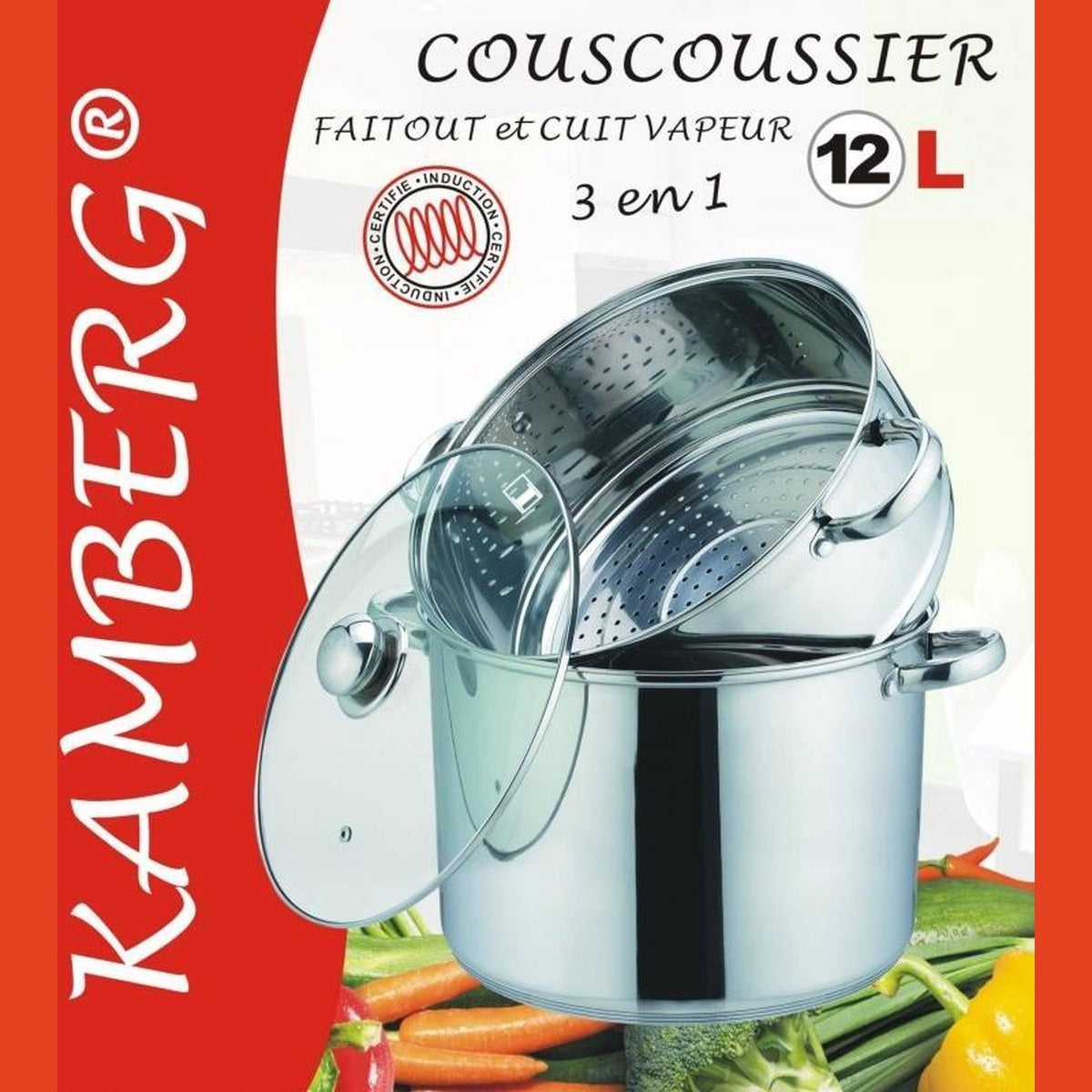 Couscouspan couscoussier Inox 12 liter geschikt ook voor inductie