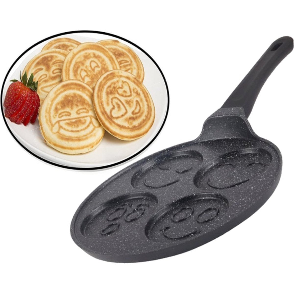 Crêpemaker - eierpan - pancake pannenkoeken 4 emoji smileys - Pancake pan