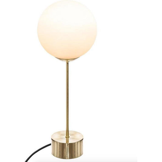 Design tafellamp goud met witte glasbol hoogte 43cm