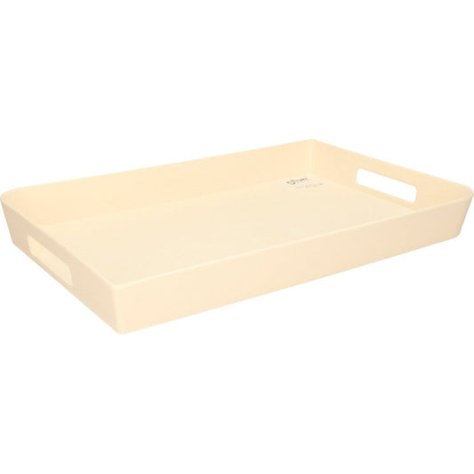 Dienblad/serveerblad rechthoekig - creme wit met handvaten - 45 x 30 cm