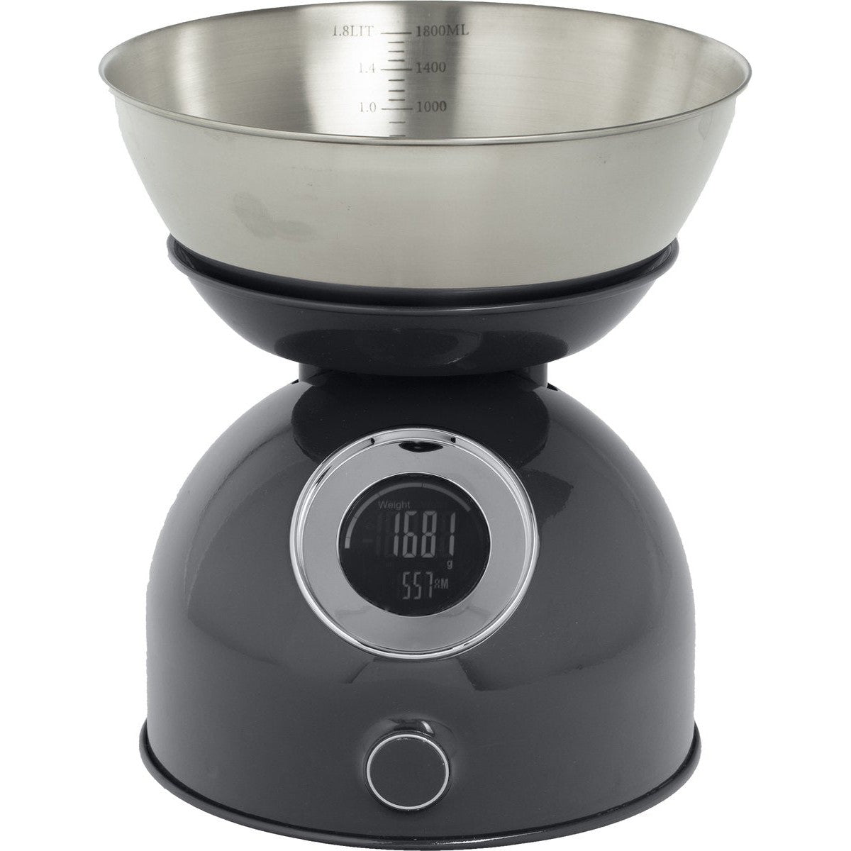 Digitale keukenweegschaal met kom grijs metaal - dia20 x H27 cm - Elektrisch