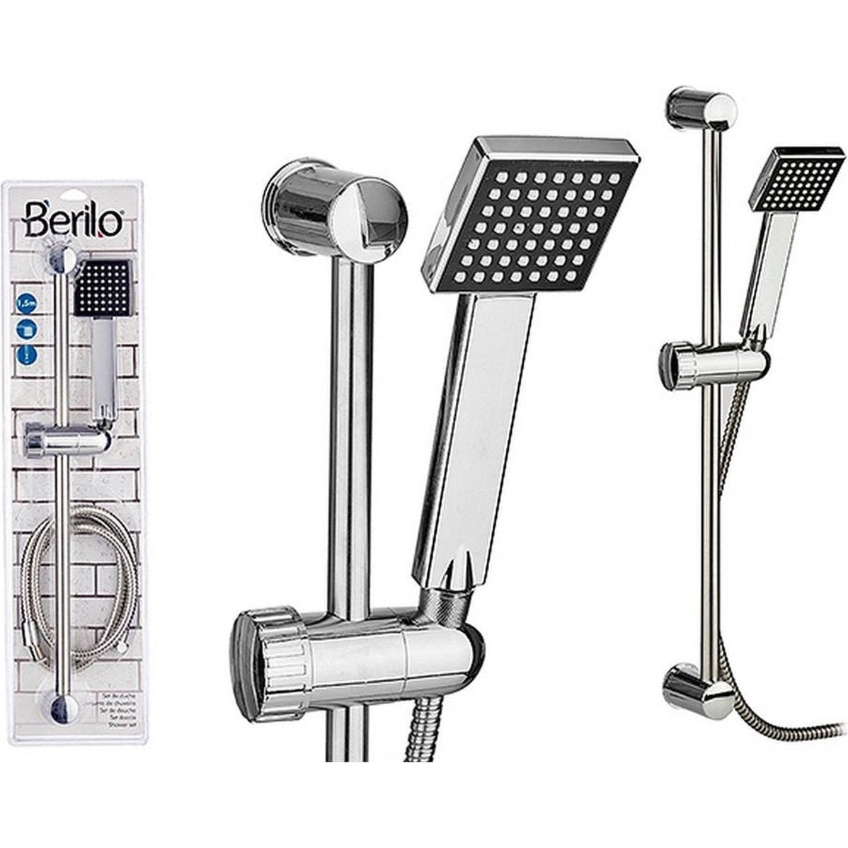 Douchekop 3-functies met doucheslang aan muurstang - Doucheslang is 1.5 meter - Badkamer artikelen