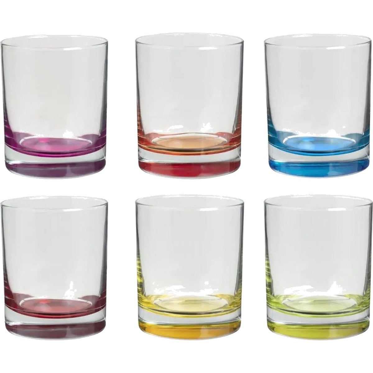 Drinkglas met gekleurde bodem - set van 6 stuks - 350cl