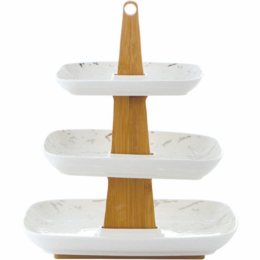 Etagere Porselein marmerlook 3 delige - Wit