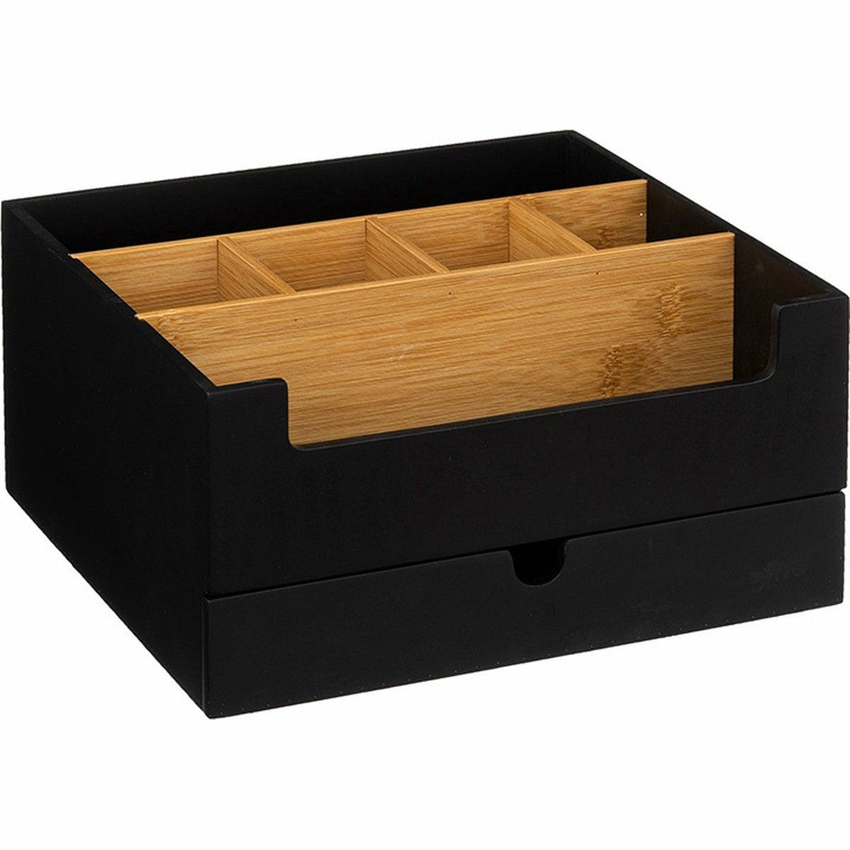 Five Make up organizer - zwart - 26 x 24 x 13 cm - bamboe hout - pennenbakje / bureau