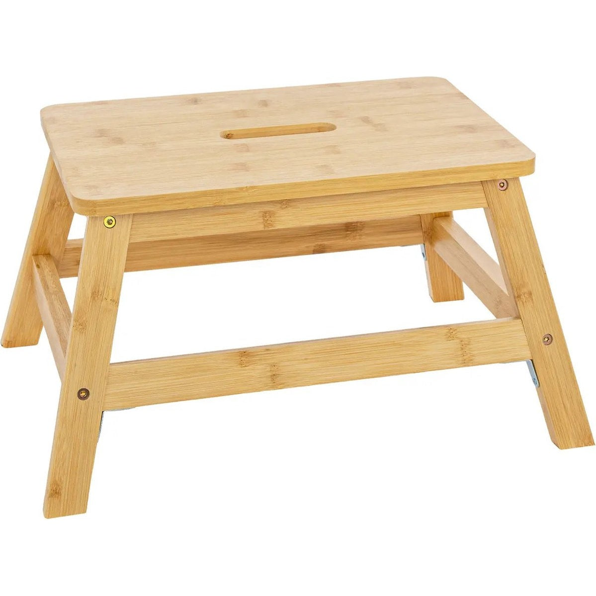 Five Voetenbankje/krukje - bamboe - 47 x 33 x 25 cm - draagvermogen 150 kilo - opstapje met 1 trede