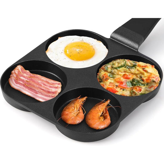 Gebakken ei-pan, pannenkoekenpan - 4 vakjes omelet Pan-Koekenpan - Ontbijt Maker - eierpan - Alle kookplaten -