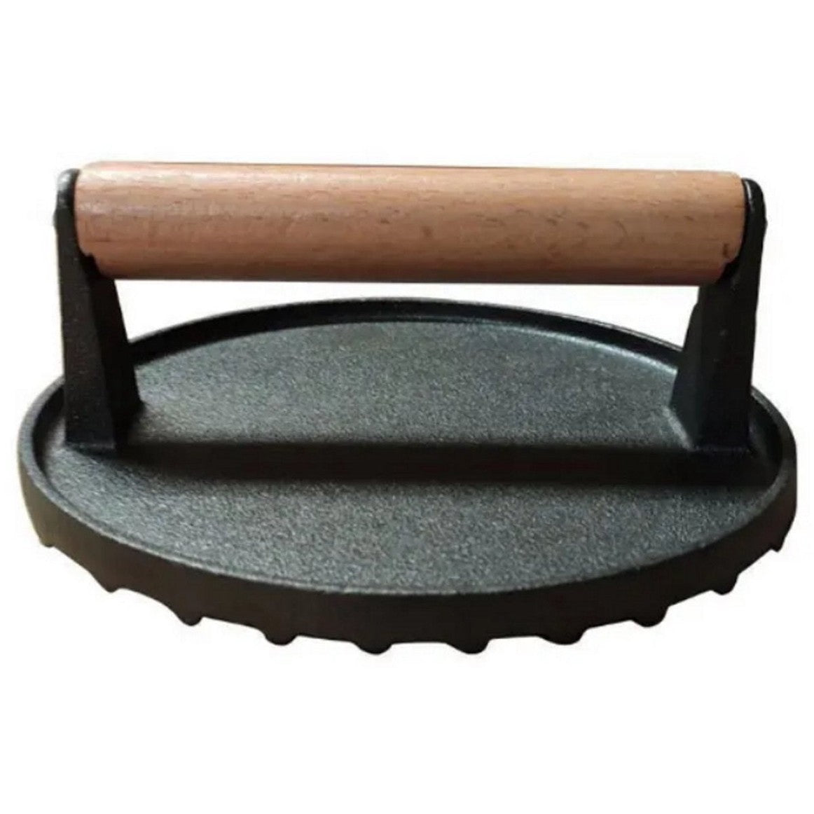 Gietijzeren Hamburgerpress XL – Zware Grill- en BBQ Press voor Hamburgers, Smashburgers en Vlees – 17,5 cm – Met Houten Handvat - Vleespress - Press voor gegrilde groenten - Rond