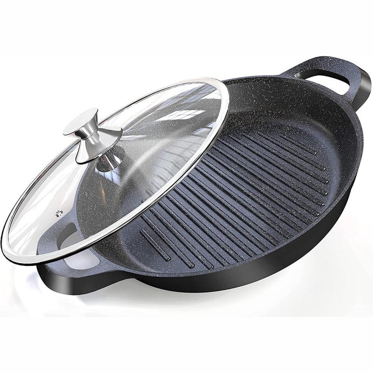 HAKAL Non-stick gegoten aluminium Grillpan 32 cm zwart